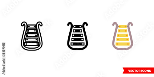 Bell lyre icon of 3 types color, black and white, outline. Isolated vector sign symbol.