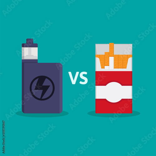 vaping versus smoking flat design vector illustration