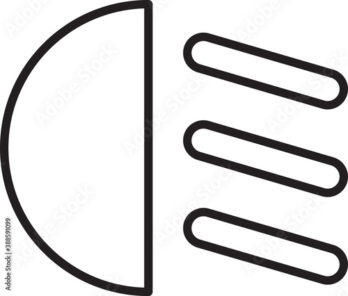 Black line High beam icon isolated on white background. Car headlight. Vector.