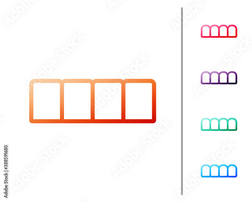 Red line Dentures model icon isolated on white background. Teeth of the upper jaw. Dental concept. Set color icons. Vector.