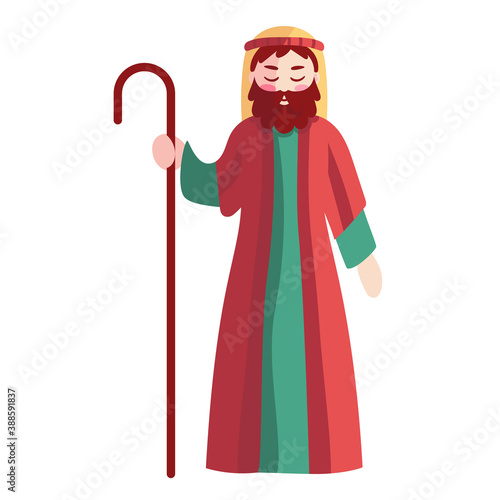 Isolated shepherd icon. Nativity characters icon - Vector