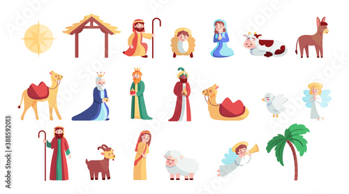 Icons set of nativity characters. Christmas icon - Vector © illustratiostock