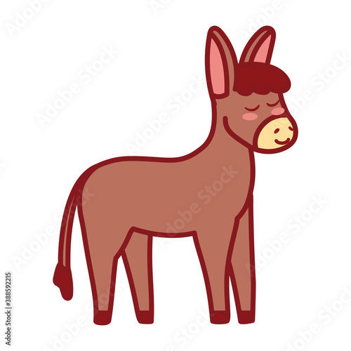 Isolated donkey icon. Nativity characters icon - Vector