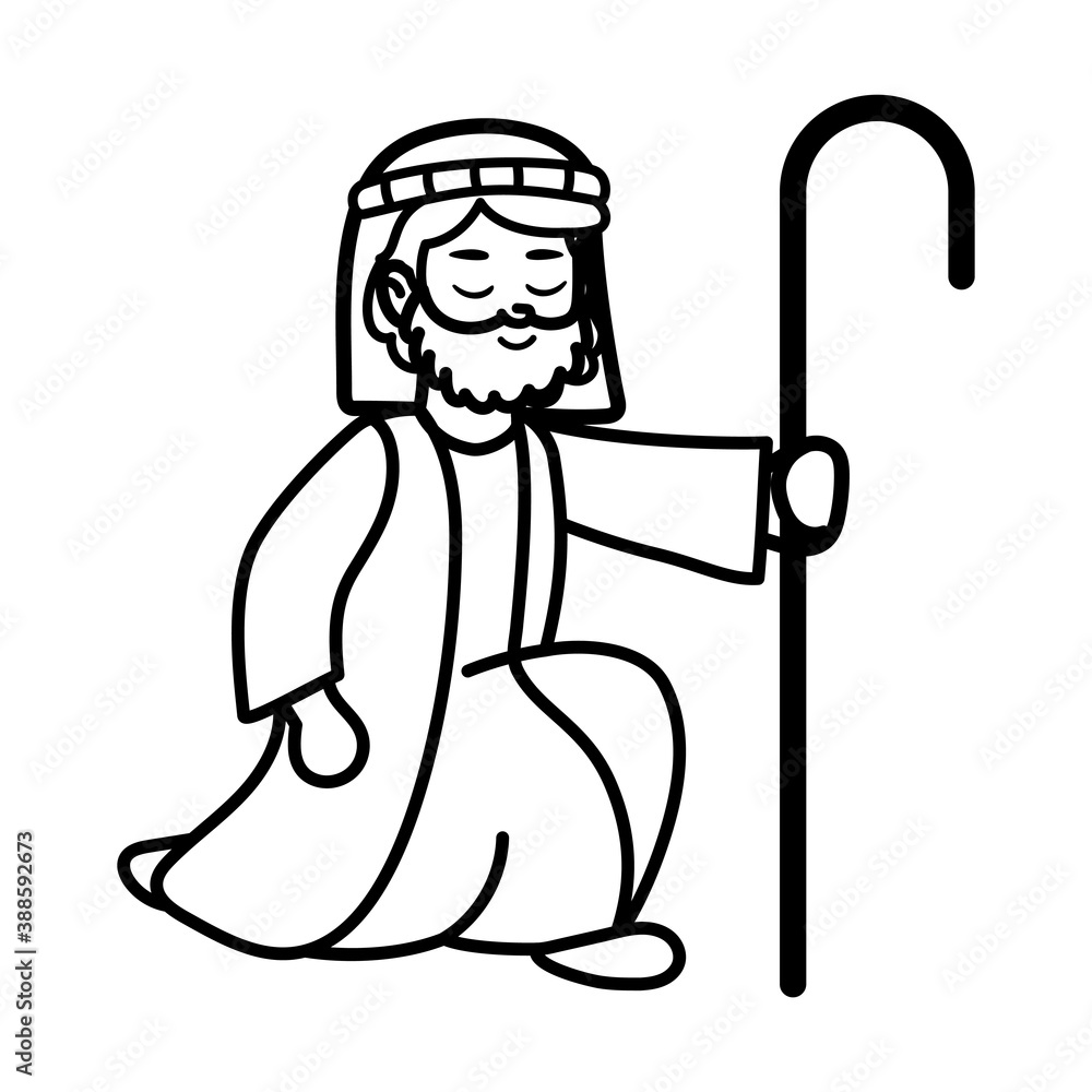 Obraz premium Isolated shepherd icon. Nativity characters icon - Vector
