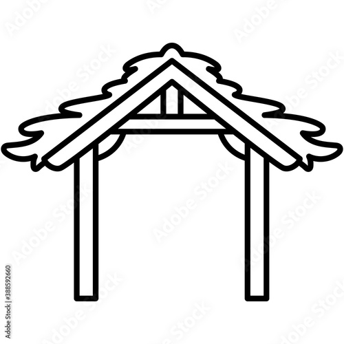 Isolated straw hut . Nativity characters icon - Vector