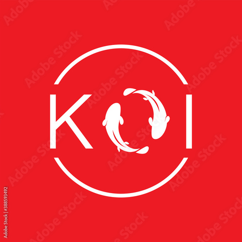 Japanese Koi Logo Template. Koi Fishes Logo. Luck, prosperity and good fortune. Animal, asian.