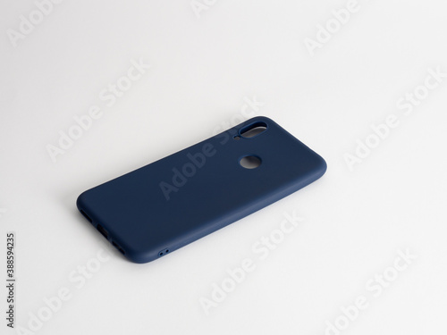 blue mobile phone case isolated on white background