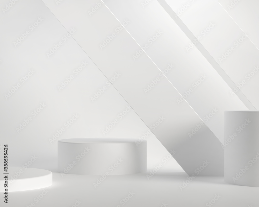 Podium, exhibition cubes pedestal - 3d render illustration. Stand for bend cosmetic products. Geometric boxs figures - architectural composition. Stylish trending advertising base podium. Podium, exhibition cubes pedestal - 3d render illustration. Stand for bend cosmetic products. Geometric boxs figures - architectural composition. Stylish trending advertising base podium.