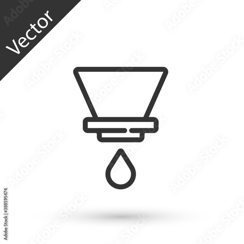 Grey line V60 coffee maker icon isolated on white background. Vector.