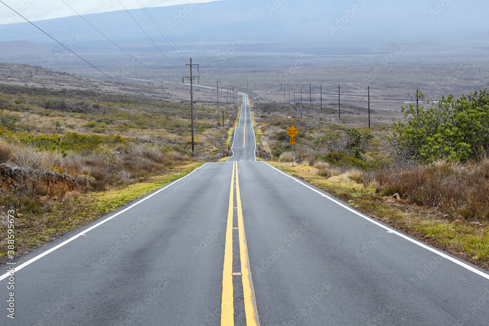 Elevate view of the iconic 'Saddle Road' running through the heart of big Island Hawaii Elevate view of the iconic 'Saddle Road' running through the heart of big Island Hawaii