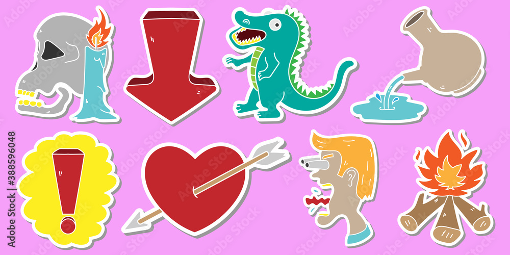 Obraz premium collection of cartoon stickers design vector
