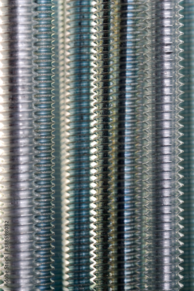 Portrait macro of a variety threaded metal bolts Portrait macro of a variety threaded metal bolts