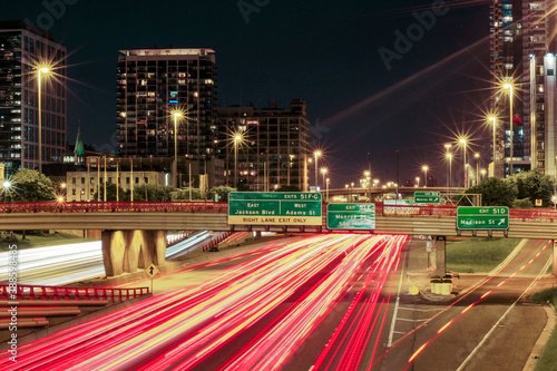 Photography traffic in the city at night