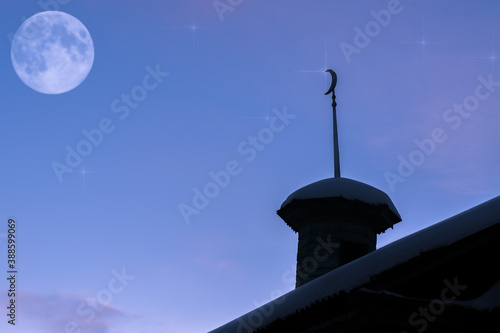Canvas Print Muslim mosque on the background of the moon