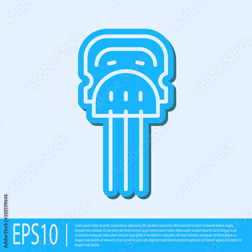 Blue line Flamenco woman accessories icon isolated on grey background. Peineta. Spanish comb. Vector.
