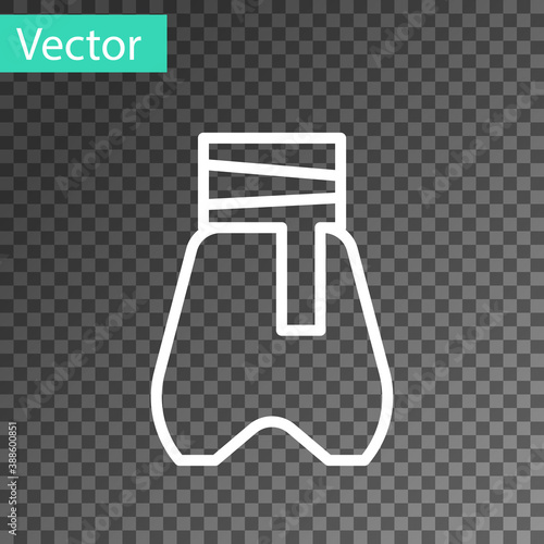 White line Cossack pants with a belt icon isolated on transparent background. Cossack bloomers. Vector.