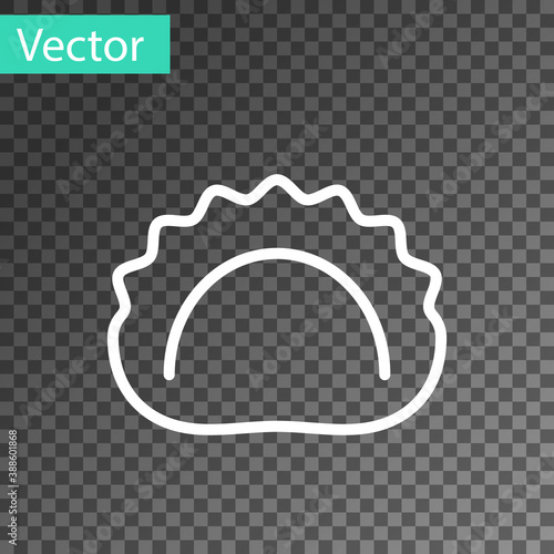 White line Dumplings icon isolated on transparent background. Pierogi, varenyky, pelmeni, ravioli. Traditional Ukrainian food. Vector.