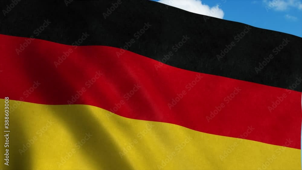 Germany flag waving in the wind, blue sky background. 4K Germany flag waving in the wind, blue sky background. 4K