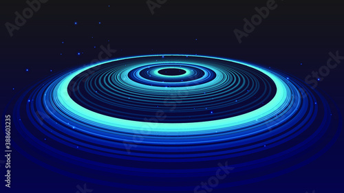 Blue cosmic perspective circle background