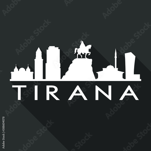 Tirana Albania Flat Icon Skyline. Silhouette Design City Vector Art. Famous Buildings Vector.