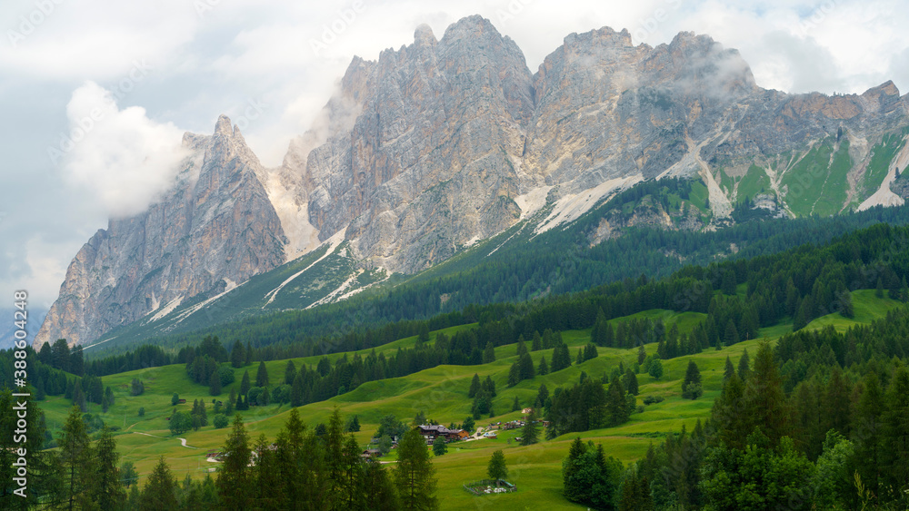 Mountain landscape along the road to Passo Tre Croci, Dolomites, Veneto, Italy Mountain landscape along the road to Passo Tre Croci, Dolomites, Veneto, Italy