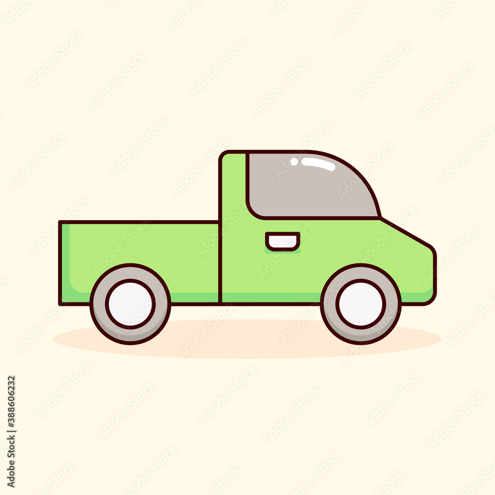truck, car, pick up truck, vehicle, transport color icon vector illustration