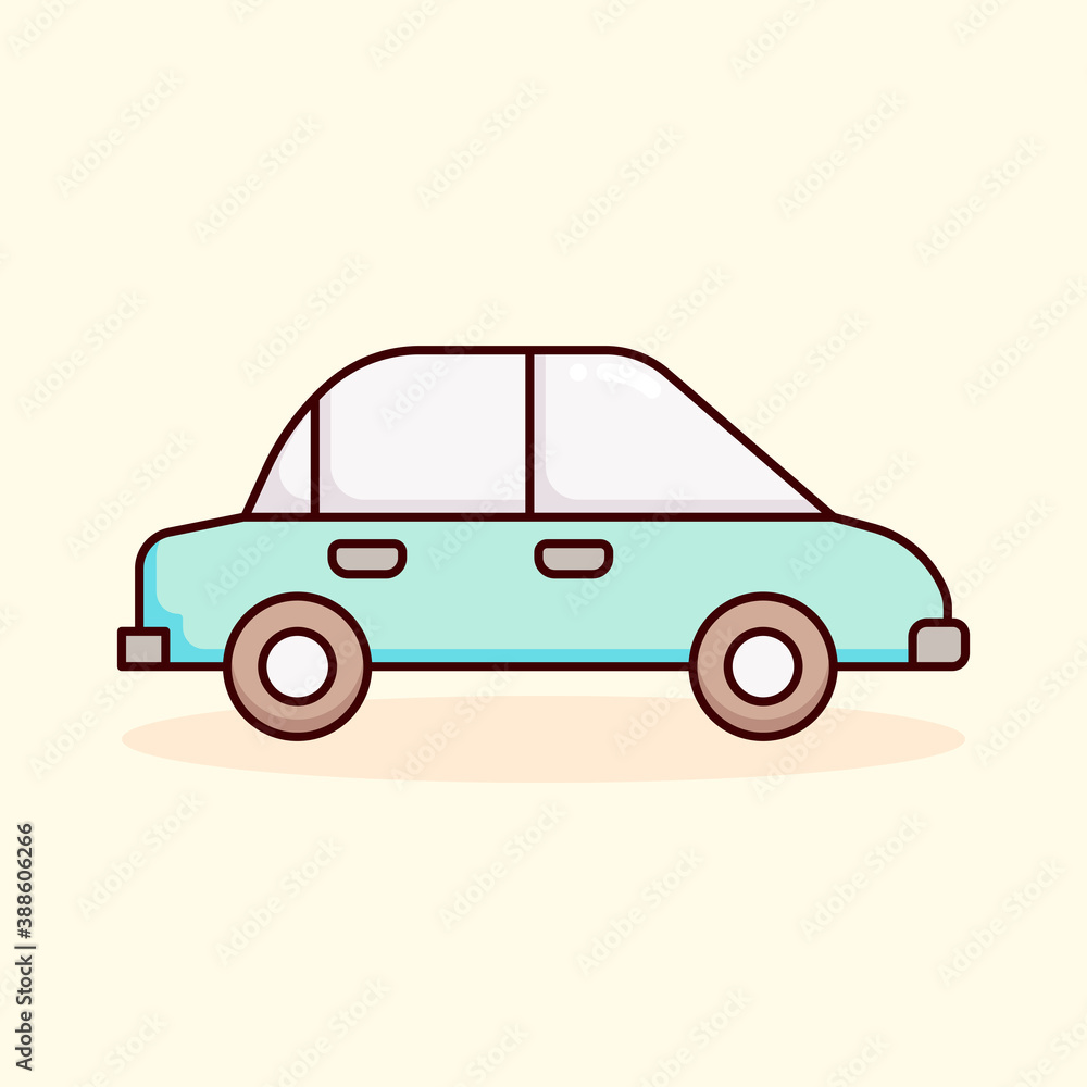 car, automobile vehicle, transport color icon vector illustration