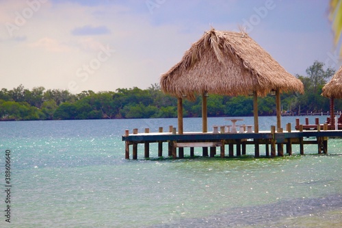 beach hut on tropical island
