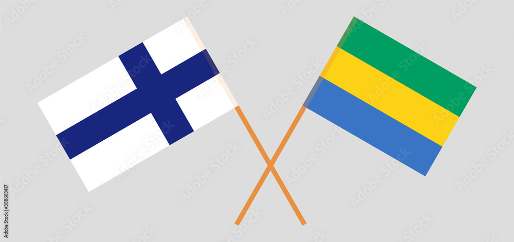 Crossed flags of Gabon and Finland