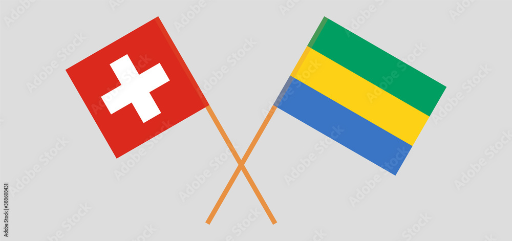 Crossed flags of Gabon and Switzerland