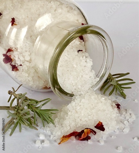 spa still life with epsom salt and lavender