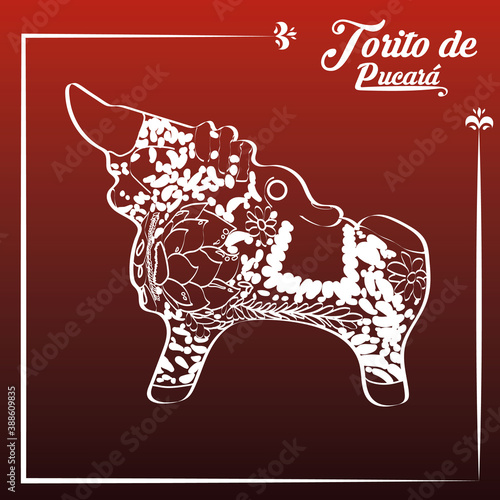 Toritodepucara, torito, Perú, Puno cultura, artesanias, cerámica, rojo, blanco,animal