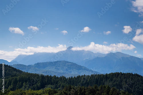 Mountain view over forest area