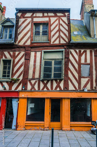 Typical Old half-timbered buildings in Rennes  Brittany  France.