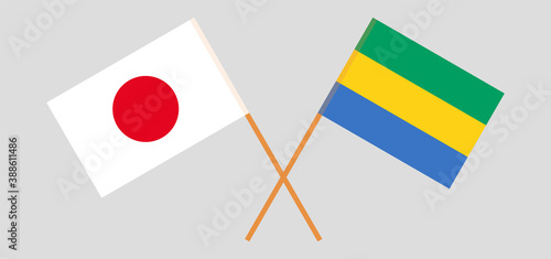 Crossed flags of Gabon and Japan