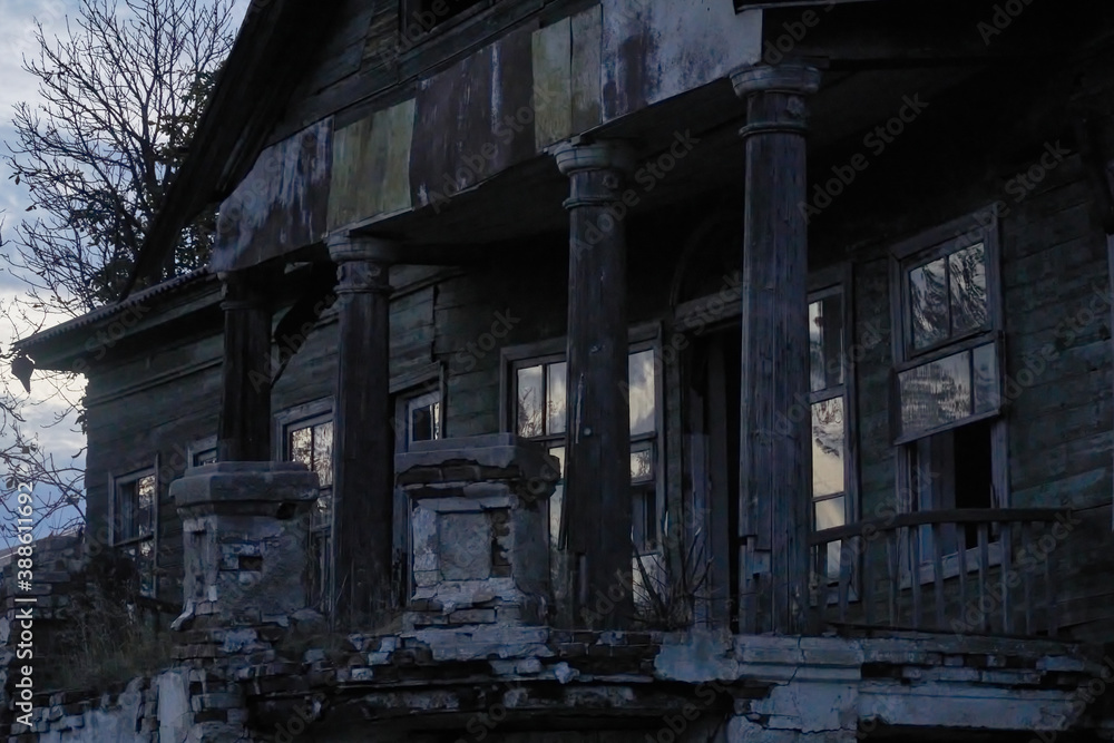Abandoned Russian manor of the 18th century at dusk Abandoned Russian manor of the 18th century at dusk