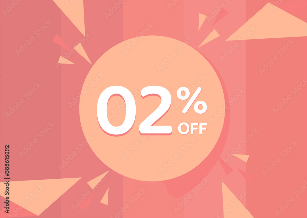 2% OFF Sale Discount Banner, Discount offer, 2% Discount Banner on pinkish background 2% OFF Sale Discount Banner, Discount offer, 2% Discount Banner on pinkish background