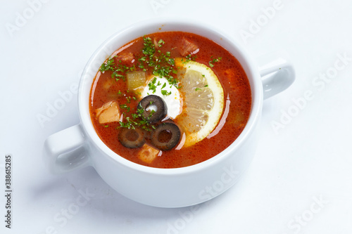 soljanka soup on the white photo