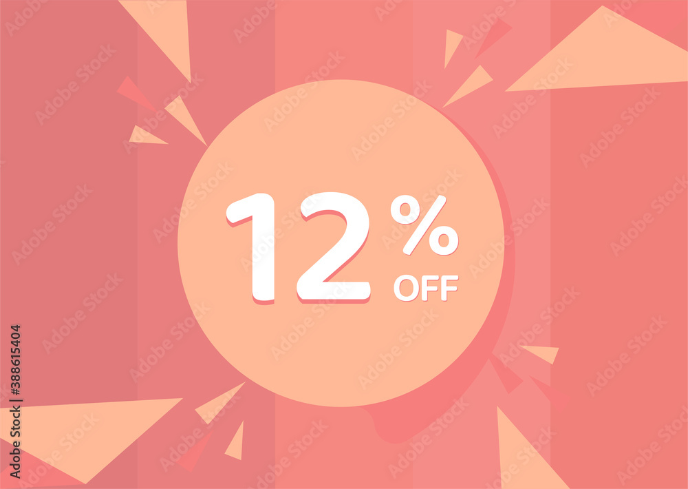12% OFF Sale Discount Banner, Discount offer, 12% Discount Banner on pinkish background 12% OFF Sale Discount Banner, Discount offer, 12% Discount Banner on pinkish background