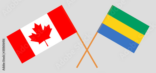 Crossed flags of Gabon and Canada