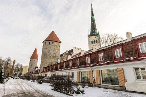 Tallinn, Estonia. The walls and towers of the Old Town of Tallinn, capital of Estonia. A World Heritage Site