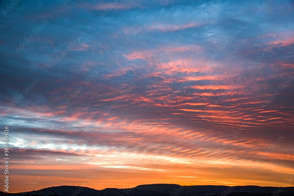 Fototapeta premium Colorful sky and sunrise. Natural landscape of the atmosphere