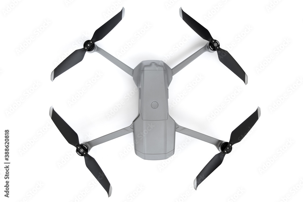 Gray mini drone on a white background Gray mini drone on a white background