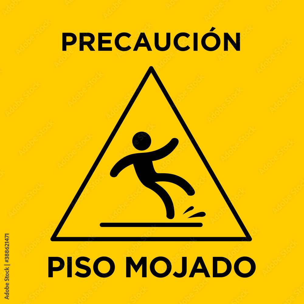 Caution wet floor sign in spanish 