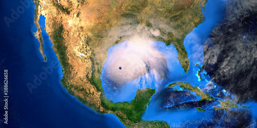 Hurricane Zeta shown from Space. Elements of this 3d rendering are furnished by NASA.