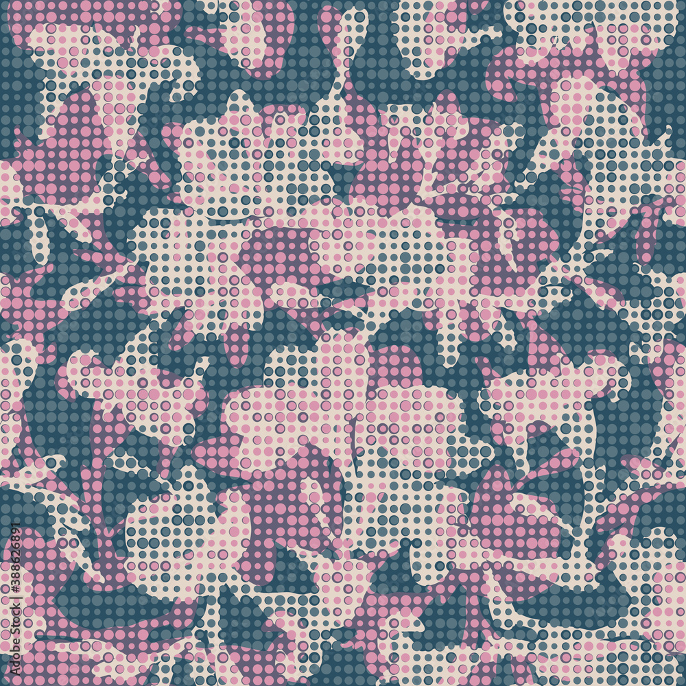 Floral decorative summer abstract seamless vector silhouettes on polka dot background. Great for wallpapers, interior decoration, curtains, wrapping paper and fashion fabric. Floral decorative summer abstract seamless vector silhouettes on polka dot background. Great for wallpapers, interior decoration, curtains, wrapping paper and fashion fabric.