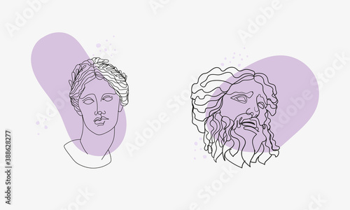 Canvas Print Venera and Zeus linear icons