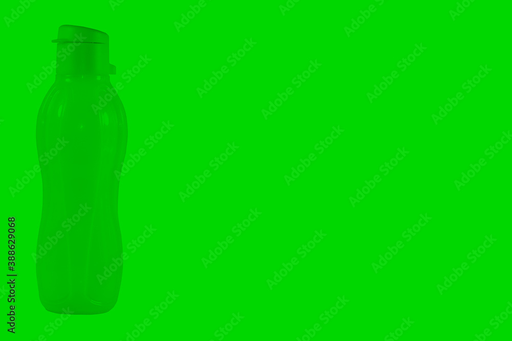 Green water bottle with green background Green water bottle with green background
