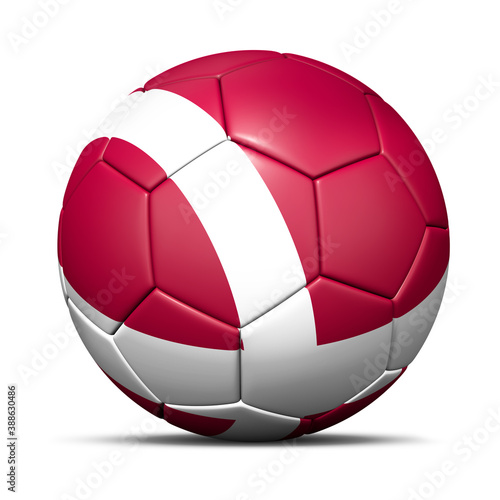 3d soccer ball with Denmark flag - 3D Render isolated in background white.