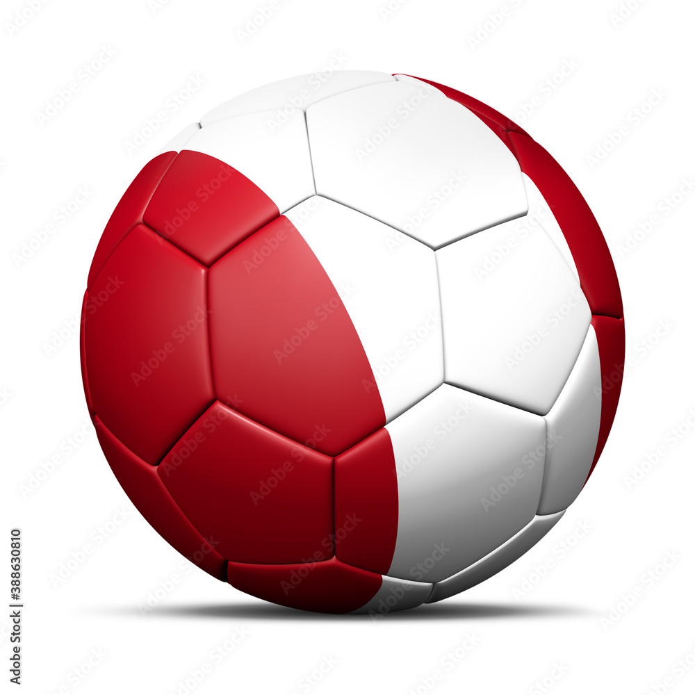 3d soccer ball with Peru flag - 3D Render isolated in background white.
